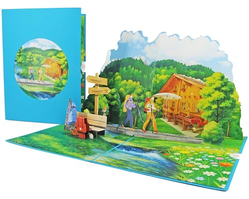Favour Pop Up 3D-gratulationskort, älskare av vandring, 15 x 20 cm – handgjorda kort för bergvandrare och naturälskare XP843