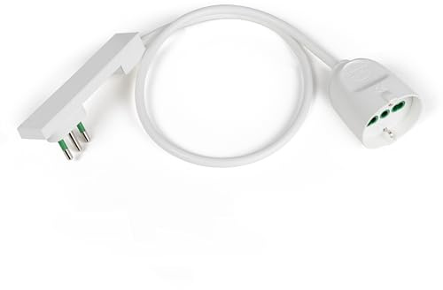 FANTON Prolunga Elettrica 0,5 m con Spina Italiana 10A Clock, Presa Bipasso Schuko 16A – Protezione Termica con Riarmo