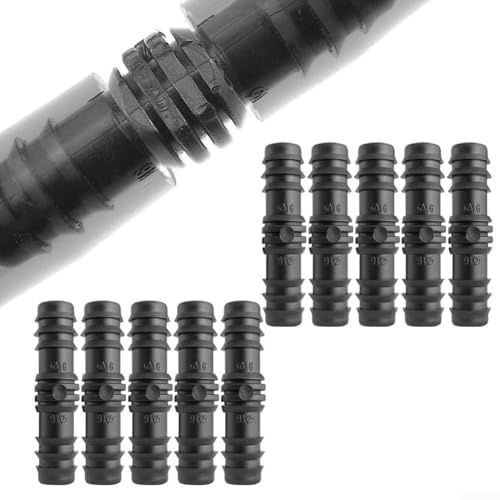 Lot de 10 connecteurs droits barbelés pour tuyau poreux de 1,27 cm et tuyau d'arrosage - Adaptateur microtube en plastique noir - Raccord sécurisé sans fuite pour