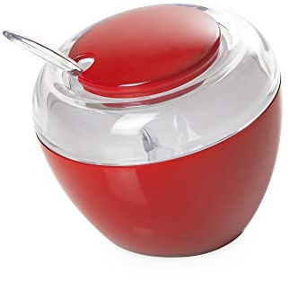 Omada Design Zuccheriera, Formaggiera in plastica con Cucchiaino, Made in Italy, Scomponibile, Lavabile il Lavastoviglie, Linea Movida, Rosso