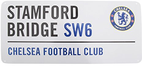Chelsea FC Official Stamford Bridge Metal Football Club Street Sign (One Size) (White/Black/Blue)
