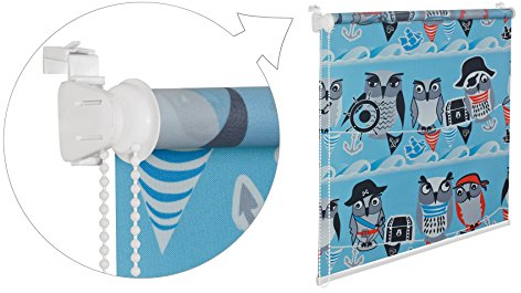 KS Handel 24 KINDERFENSTERROLLO Eule BLAU 70 cm BREIT 150 cm LANG GRAU Weiss SCHWARZ ROT SICHTSCHUTZROLLO INKL. SEILZUG FENSTERROLLO 70x150 cm KINDERROLLO KINDERZIMMER