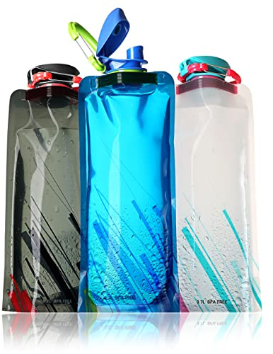 Ganzoo Trink-Tüte Festival mit Karabiner, 3 Stück, Trinkflasche 700 ml, faltbar, Wasser-Flasche 0,7 Liter, Behälte, Beutel, Trinkblase für Festival, Outdoor Camping Sport Flasche