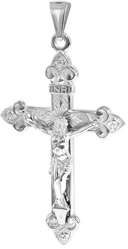 trendor Kreuz-Anhänger für Damen und Herren 925 Silber 40 mm 35788 | Silber-Anhänger für Frauen und Männer, orthodoxes Silber-Kreuz, Korpus-Kreuz aus Sterlingsilber, Silberschmuck, Symbolschmuck