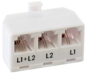 THE CIMPLE CO 2-Line Phone Splitter for Landline - 3-Way Telephone Splitter (1, 2, and Twin Lines) with RJ11 Keystone Jack - Landline Phone Divider and Adapter - 1 Pack, White