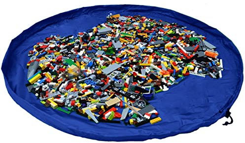 JJPRIME - Kinder Aufräumsack Spieldecke Kordelzug | Aufbewahrung Spielzeug Groß | Faltbar Spielzeugaufbewahrung Kinderzimmer | Play and Go Spielzeugsack - Schnelle Reinigung (150cm XL - Blau)