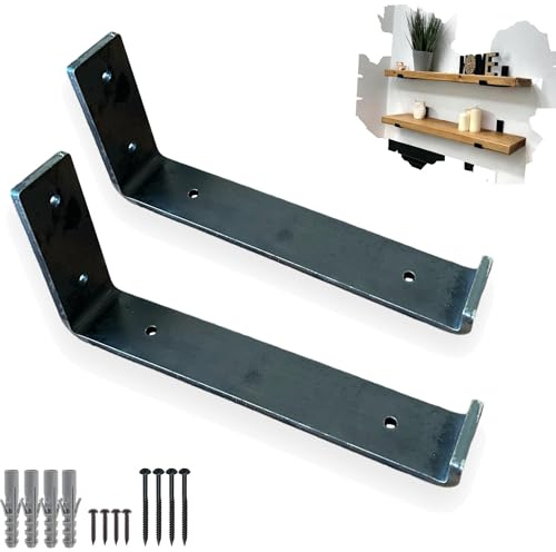 Heavy Duty Shelf Brackets Rustic Scaffold Board Shelving Industrial Iron/Steel Metal (Pair) by BMF Direct® (275mm 11 - Up)