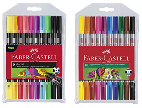 Faber-Castell - Filzstifte mit Doppelspitze (Standard + Neon, 2 x 10er Etuis)