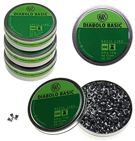 RWS MAXIPACK Diabolos Basic - Kal. 4,5 mm - 0,45g - 2500 Stck. (5 Dosen)