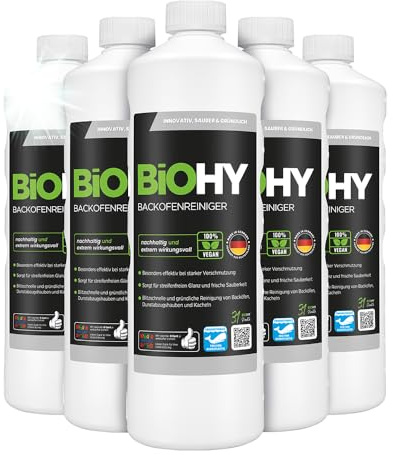 BiOHY Backofenreiniger Hochkonzentrat (6 x 1 Liter) | Bio Reiniger & Fettlöser | EXTRA STARK | löst hartnäckige Verkrustungen & Fett| für Backöfen & Mikrowellen | effektive Ofenreinigung