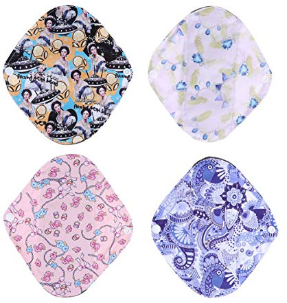 Milisten 4 Piezas de Tela de Mama de Bambú de Carbón Vegetal Almohadillas Menstruales Reutilizables Toallas Sanitarias Compresas Sanitarias Transpirables para Mujeres - Talla S