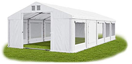 Das Company Tenda per Feste Bianco 5x10m con Persiane e Zanzariere Impermeabile 560 g/m2 PVC Telone Costruzione Summer Plus sul Fondo e Rinforzi Tetto - Tende Per Esterno Impermeabili - Tendoni Estate