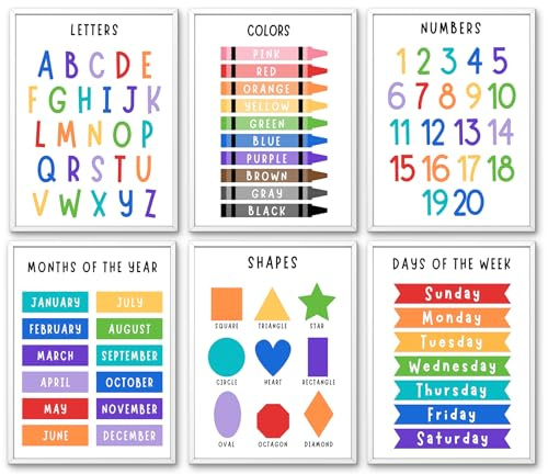 AUNMER Pädagogisches Vorschul-Poster, Zahlen-Alphabet, Stundenplan, Poster, Kleinkinder, Kinder, Klassenzimmer, Lerndekorationen, Kinderzimmer, Heimschule, Kindergarten, Spielzimmer, Lehrposter, 28,9