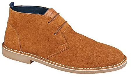 Roamers Mens Suede Desert Boots, Ankle-High, Round Toe, Black, 8.5
