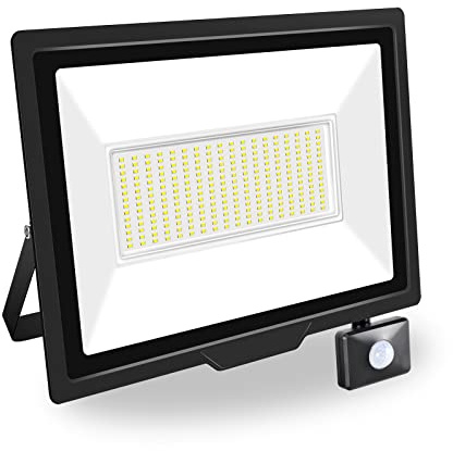 PICAA 1X 200W LED-Außenstrahler mit Bewegungsmelder Außen,6000K Kaltweiß | 20000LM ,LED Strahler,Scheinwerfer, IP65 Wasserdicht Fluter, Ideale Aussenleuchte für Garten, Innenhöfe, Garage, Haus, Hotel