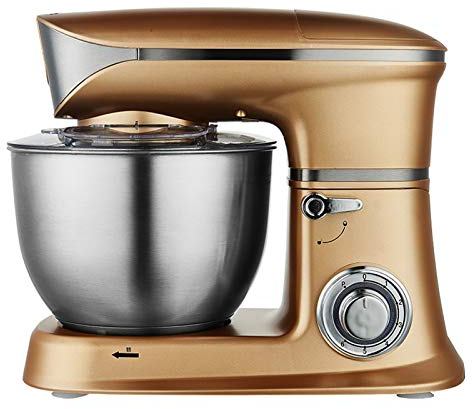 BLUNOA Batteur ÉLectrique sur Socle MéLangeur Multifonctionnel Battage Pain Farine D'Oeuf Chef PâTissier Robots Culinaires Domestiques 6 Vitesses Facile À Nettoyer (Color : Gold)