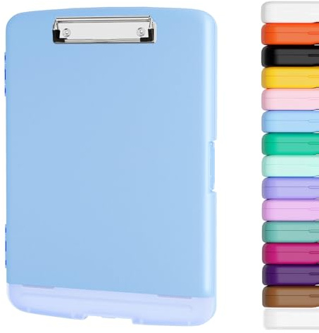 Piasoenc Klemmbrett mit Lagerung, Lagerung Klemmbretter mit Stifthalter und A4 Legal Papier Ordner, Heavy Duty Kunststoff, Folio & Side-Opening, Low Profile Clip, für Lehrer, Juristen,Dunkelblau | Robuste Kunststoff-Organisationsbox für A4-Ordner, Folio und seitlich öffnende Krankenschwestern, Lehrer, Studenten