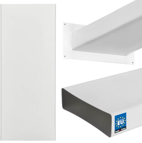 KOTARBAU® Canal Plano de 204 x 60 mm conducto de ventilación de plástico 50 cm de Longitud Sistema de Canal Plano eficiente para una ventilación óptima Canal Plano conducto de extracción Color Blanco