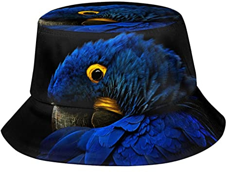 FJAUOQ Tropical Leaf and Parrot Bucket Hat Fisherman Hat Beach Travel Sun Hat Outdoor Cap for Adults Men Women