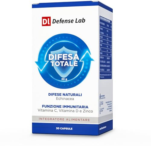 DIFESA TOTALE, Integratore Difese Immunitarie Adulti Completo con Echinacea, Lattoferrina, Beta-Glucani, Zinco, Vitamine e Probiotici, Principi Attivi valutati in 23 mila Studi Scientifici