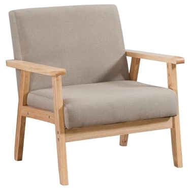Pantanal Armchair Wood Frame Accent Chair for Living Room Armchair Home Furniture (Tan)