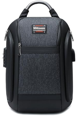 FANDARE Zaino Ufficio Uomo Professionale con Porta USB e Blocco Password TSA, Monospalla per PC Portatili - College, Scuola, Affari, Lavoro, Viaggio Nero