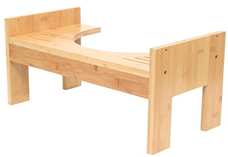 Queeucaer Toilettenhocker Aus Bambus Fußstütze WC Trittbrett Holz rutschfest Toilettenhocker Holz mit Einstellbarer Höhe 7-9 Zoll Kann Verstopfung und Blähungen bei älteren Menschen lindern