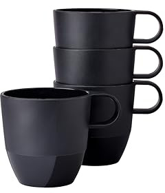 Mepal - Taza Silueta 4 piezas - Taza de té y café - Apta para lavavajillas y microondas - Vajilla - 300 ml - Nordic black