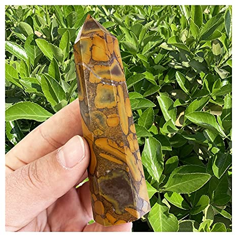 Pierre Minérale Naturelle Jaune Feuille De Bambou Pierre Point Terminé Piliers Jaspe Cristal Baguettes Feng Shui Tour for La Décoration Intérieure Balance Pierre Précieuse Décoration collecte à domici