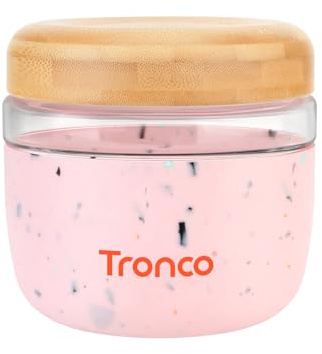 Tronco 24 oz Glass Container with Bamboo Lids, Food Storage Bowls for Soup, Stew & Overnight Oats, Meal Prep, Glass Lunch Bowl Container 100% Leak & Spill Proof, Airtight, BPA-Free- Ideal Gifts