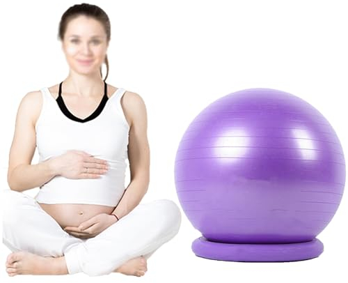 Sitzball Geburtsballstuhl für Die Schwangerschaft, Yoga-Ballsitz zur Linderung von Rückenschmerzen, Gymnastikballstuhl mit Sockel, Balance-Ballstuhl für Das Büro zu Hause (Color : Purple, Size : Dia