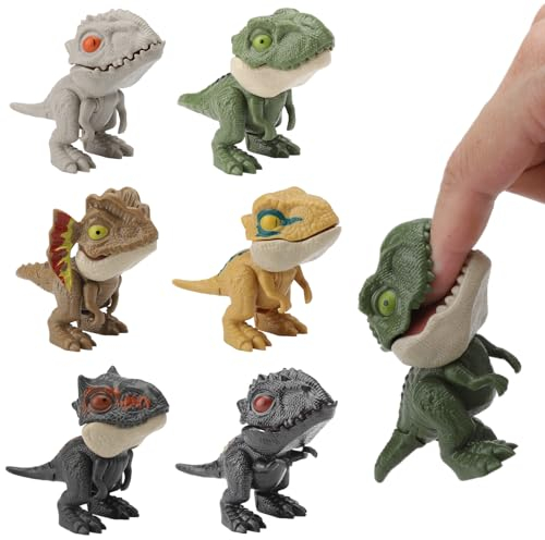 ZMDMAH 6 Stück Dinosaurier Spielzeug, Dinosaurier Finger Spielzeug, Mini Dino Figuren Toy, Kleine Dinosaur Figuren, Dinosaur Set für Kinder, Jungen und Mädchen (A)