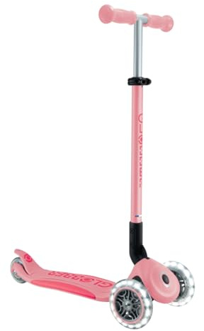 GLOBBER Primo Foldable Plus Lights Roller – Tretroller Kinder ab 3 Jahre - Scooter 120/80 mm - ABEC 5, 3-rädrig mit LED Rollen – höhenverstellbar