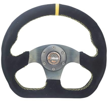 ZiYouao Sportlenkrad Auto-Styling Sport-Lenkrad Racing Typ Universal 13 Zoll 325 mm Aluminium Nachrüstung modifiziert Holzlenkrad(Alcantara-Yellow)