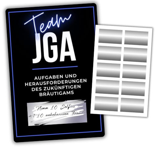 JGA Rubbelkarten – Personalisierbares Spiel für den Junggesellenabschied – Lustige Aktivität für den Bräutigam – 10 Karten + Rubbelaufkleber für Erinnerungsfotos im Team Bräutigam