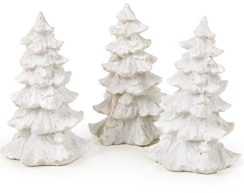 Logbuch-Verlag 3 kleine Deko Bäume Weihnachten 7,5 cm weiß Figuren glitzernd Tischdeko kleine Geschenke