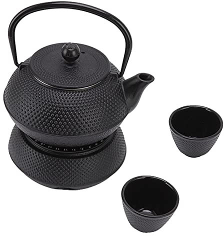 Ensemble de théière en fonte, bouilloire à thé de style japonais de 0,8 L avec tasses à thé, infuseur à thé en feuilles de dessous de plat, accessoires de cérémonie Matcha, service à thé en fer for ad