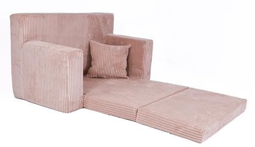 FORTISLINE Canapé pliant pour enfants, 2 en 1, avec fonction sommeil, canapé pour enfants, 83 x 47 x 43 cm, canapé-lit en mousse Oeko-TEX doux, rose