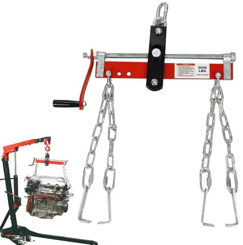 Monozoz Engine Hoist Leveler, Shop Crane Lift Hoist Balancer, Engine Leveler Adjustable Handle 0.9 Ton Capacity for Shop Crane Accessory