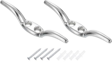 sourcing map 2Pcs 65x10mm Blind Cord Cleats, Blind String Safety Rope Zinc Alloy Holder, Window Cord Hooks with Screws for Curtains Sun Shades Ropes, Silver