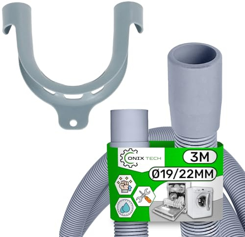 Universel Tuyau Vidange Machine a Laver et Lave Vaisselle avec Support 3 m Ø 19/22 mm - Garantie de 5 Ans - ONIX TECH