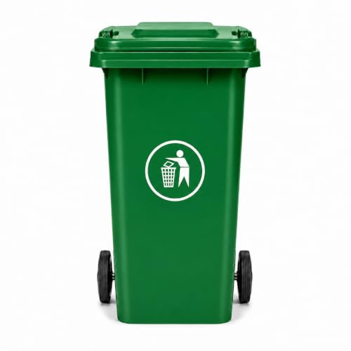 BURAKH Recycling Wheelie Bin Dustbin Rubbish Waste Trash Kitchen Home Office 100L 120L EN840 | Outdoor Rubbish Waste with Wheels | Recycling Food Dustbin (Green, 100L)