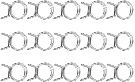 sourcing map 15Pcs 22mm/0.87inch Inner Dia Double Wire Spring Hose Clamp, Stainless Steel Adjustable Spring Clips for Hose Fuel Line Silicone Tube Water Pipe Air Pipe