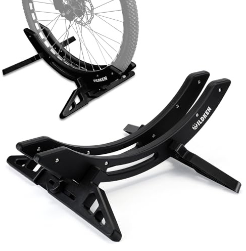 WILDKEN Support Velo Sol pour VTT Vélo de Route Gravel 25-80mm Pneu, Réglable Étanche Range Velo au Sol Pneu Arrière, Général Antirouille Ratelier Vélo, Matériel ABS Bike Stand pour Garage Appartement