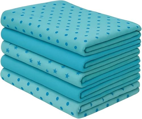 Homeabe Mulltücher 70x70 cm – 5er Set Spucktücher aus 100% Baumwolle – Weich, Atmungsaktiv & Saugfähig – Musselin Spucktuch Baby – OEKO-TEX Zertifiziert – Mullwindeln für Neugeborene in Aquamarine