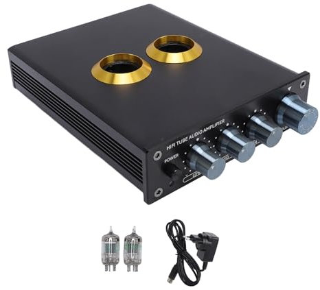 CHEOTIME Audio Stereo Preamplifier, Electric Tube HiFi Audiophile Preamplifier Built in Circuit Guard Compact Tube Phono Preamp for Home