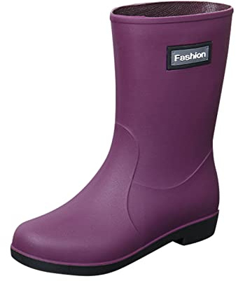 Botas de goma para mujer, resistentes al agua, botas de lluvia, botas de goma cortas, botas de goma, antideslizantes, zapatos de jardín, botas de trabajo, botas de lluvia, botines, morado, 38 EU