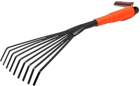 rastrello da giardino - Mini rastrello a mano per pulizia del cortile e allentamento del suolo | Streeler di foglie d'acciaio resistente per giardini, diffusione del pacciame, arbustive,