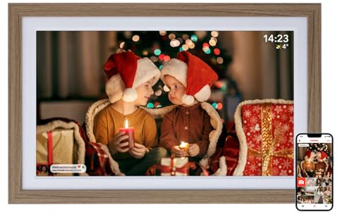 Cadre Photo Numérique Rollei Smart Frame WiFi 212 21,5 Frameo Cadres Photo Numerique Connecté 1920x1080 IPS Écran Tactile 32Go pour Partager Photos et Vidéos Bois de Chêne Cadre-Photos-Numérique-Frame