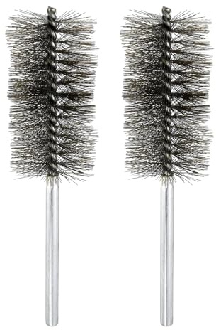 sourcing map 2pcs Wire Bore Brush Set 8 Inch Length 2 Inch Shank Stainless Steel Bristles Cleaning Brush for Clean Car Part Tube Kitchen Garage